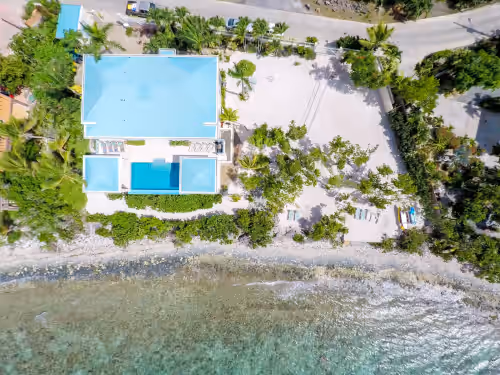 Stunning aerial view of the full property and beach! at Luxury Ocean Front Villa! Infinity Edge Pool, Private Beach, Sunrise
