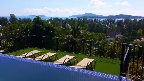Pool at Turquoise View: Private pool, sea view, 9 bedrooms, Activity room & Cinema Room