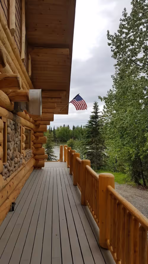 Wrap around deck at Cusack's On The Kenai