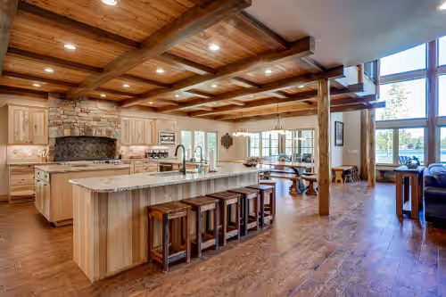Luxury lakefront home with high-speed WiFi, dock, private beach, & theater room