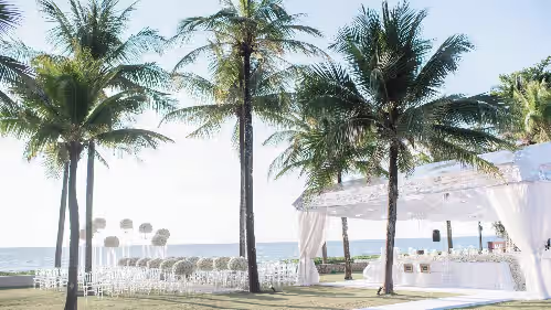Outdoor banquet area at Villa Shanti by Elite Havens