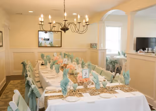 Formal Dining Room set for Wedding or any other Family Event at The Bay Head House for Holidays, Reunions, Intimate Weddings