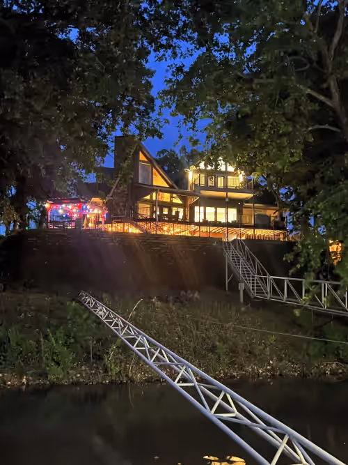 Waterfront oasis with gazebo and fire pit, crappie dock with swim deck and slide