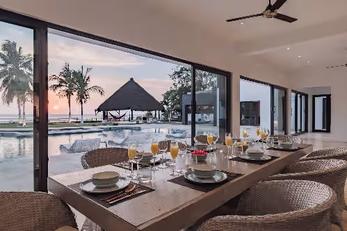 Dining at Luxury Beach Front Villa w 2 Private Pools+BBQ