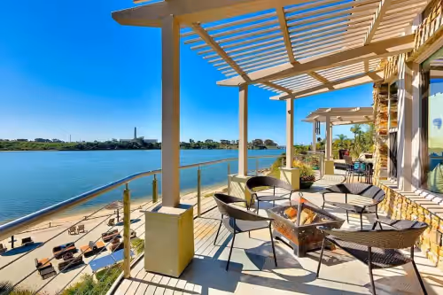 Terrace/patio at Villa Bahia Your Waterfront Private Beach Retreat in Beautiful Carlsbad