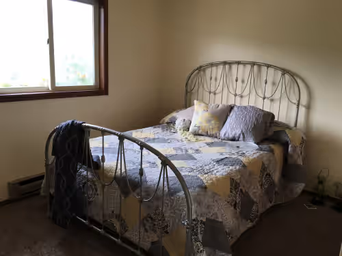Upper level queen bedroom has a small mattress in the closet at Newly remodeled on 13 Acre horse ranch. 5 mins from