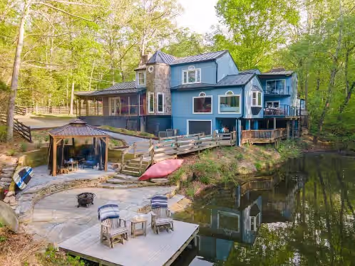 Mountain Lakeside - 921 Lakeside: Luxury KING Suites, Lakefront w/ Dock, Hot Tub, Watercraft
